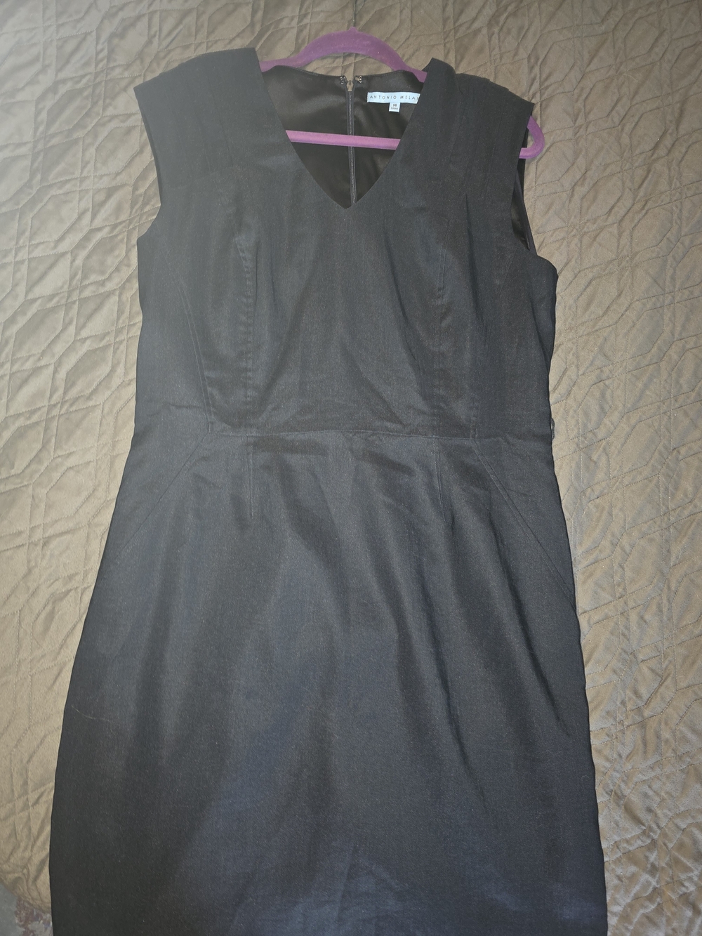 ANTONIO MELANI Black V-Neck Sheath Dress